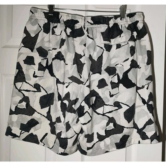 Men's Nike Terry Shorts Club Fleece French Black White Gray DX0803-060 - XXL - Picture 5 of 5